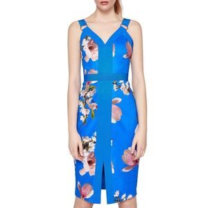 Ted Baker London Harmony Print Panel Bodycon Mid Length Dress Size 4